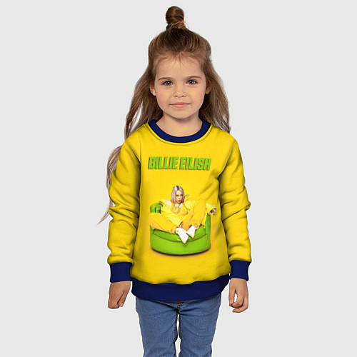 Детский свитшот Billie Eilish: Yellow Mood / 3D-Синий – фото 4