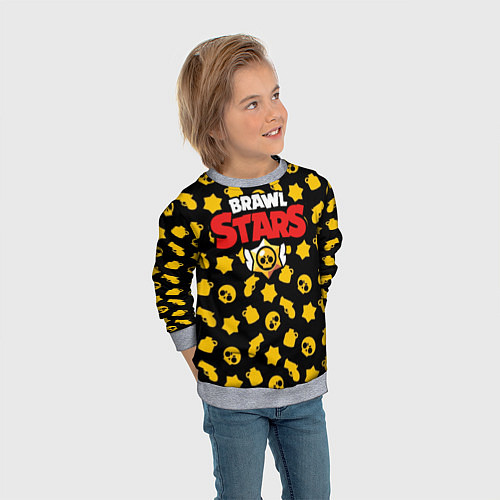 Детский свитшот Brawl Stars: Yellow Style / 3D-Меланж – фото 3
