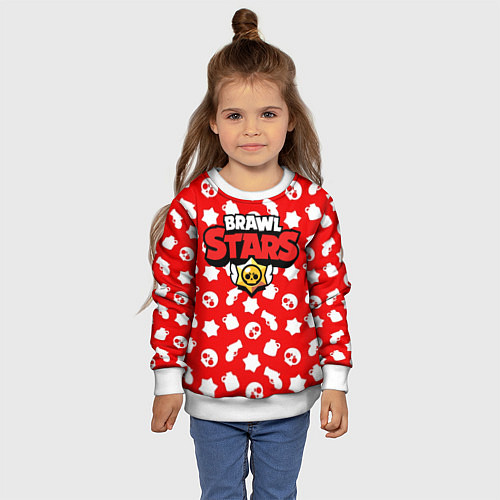 Детский свитшот Brawl Stars: Red & White / 3D-Белый – фото 4