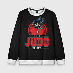 Свитшот детский Judo is life, цвет: 3D-белый