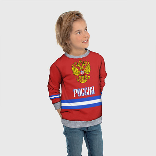 Детский свитшот Хоккей: Россия / 3D-Меланж – фото 3