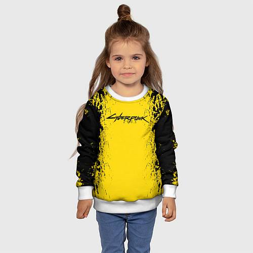 Детский свитшот Cyberpunk 2077 Samurai logo / 3D-Белый – фото 4