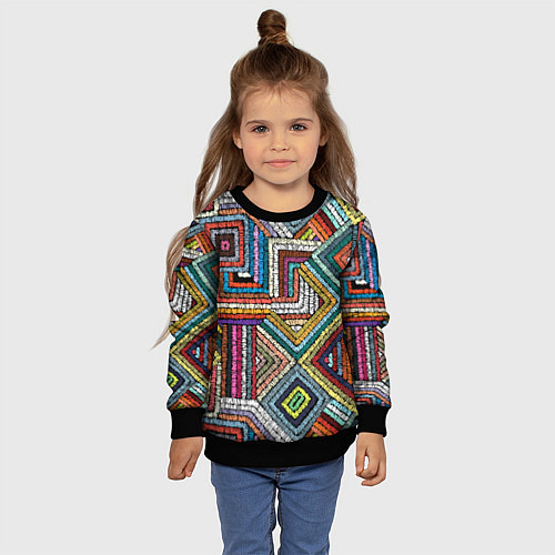 Детский свитшот Этнический орнамент вышивка / 3D-Черный – фото 4