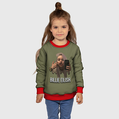 Детский свитшот BILLIE EILISH / 3D-Красный – фото 4