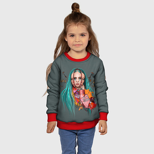 Детский свитшот BILLIE EILISH / 3D-Красный – фото 4