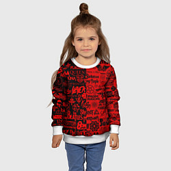 Свитшот детский ЛОГОТИПЫ РОК ГРУПП, цвет: 3D-белый — фото 2