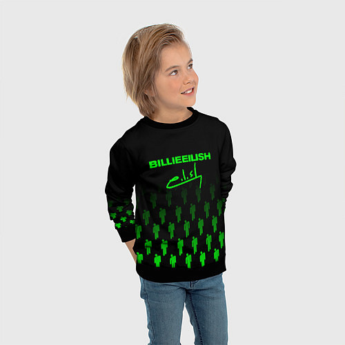 Детский свитшот Billie Eilish: Green & Black Autograph / 3D-Черный – фото 3