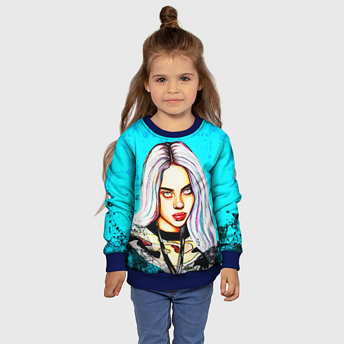 Детский свитшот BILLIE EILISH: Fan Art / 3D-Синий – фото 4