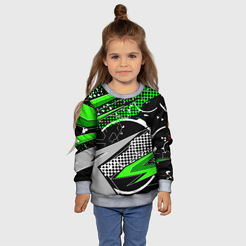 Детский свитшот Black and green corners / 3D-Меланж – фото 4