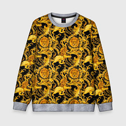 Свитшот детский Львы золотые узоры, цвет: 3D-меланж