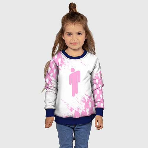 Детский свитшот Billie Eilish: Pink Style / 3D-Синий – фото 4