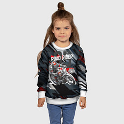 Свитшот детский Road rider мотоциклист, цвет: 3D-белый — фото 2