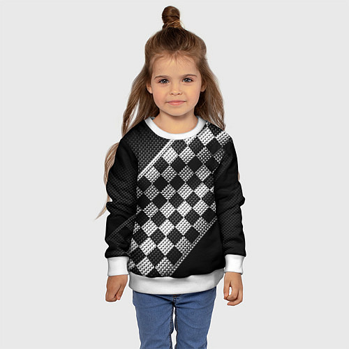 Детский свитшот Финишная лента в клетку / 3D-Белый – фото 4