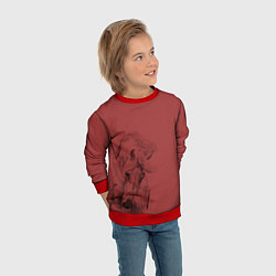 Свитшот детский Конь на красном фоне, цвет: 3D-красный — фото 2