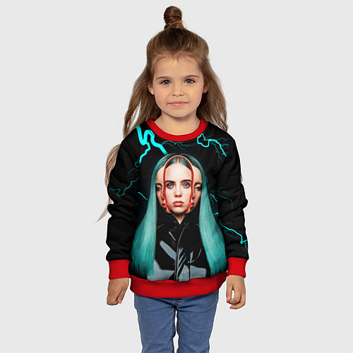 Детский свитшот BILLIE EILISH / 3D-Красный – фото 4