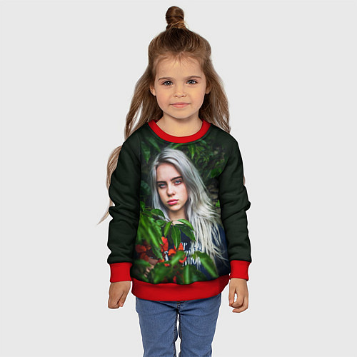 Детский свитшот BILLIE EILISH / 3D-Красный – фото 4