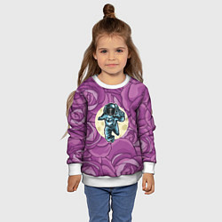 Свитшот детский Космонавт в розах, цвет: 3D-белый — фото 2