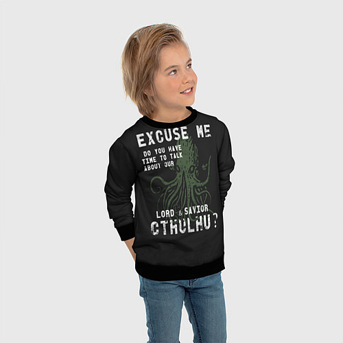 Детский свитшот Cthulhu / 3D-Черный – фото 3