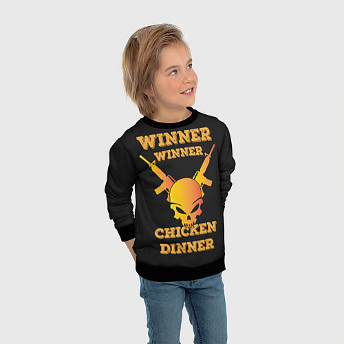 Детский свитшот Winner Chicken Dinner / 3D-Черный – фото 3