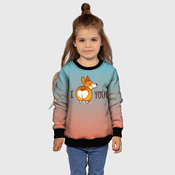 Свитшот детский I love you смешной корги, цвет: 3D-черный — фото 2