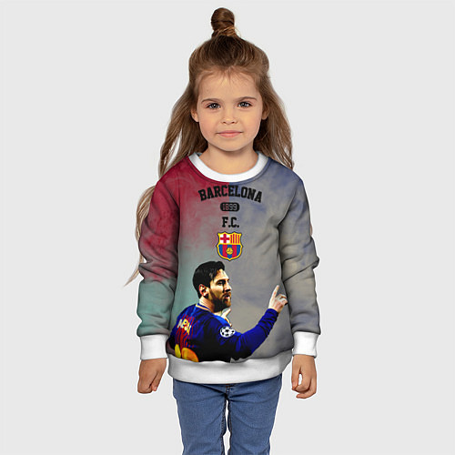 Детский свитшот Messi / 3D-Белый – фото 4