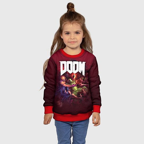 Детский свитшот Doom / 3D-Красный – фото 4