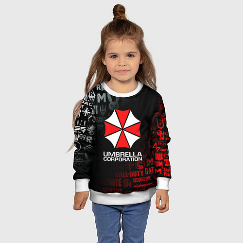 Детский свитшот RESIDENT EVIL UMBRELLA CORP / 3D-Белый – фото 4