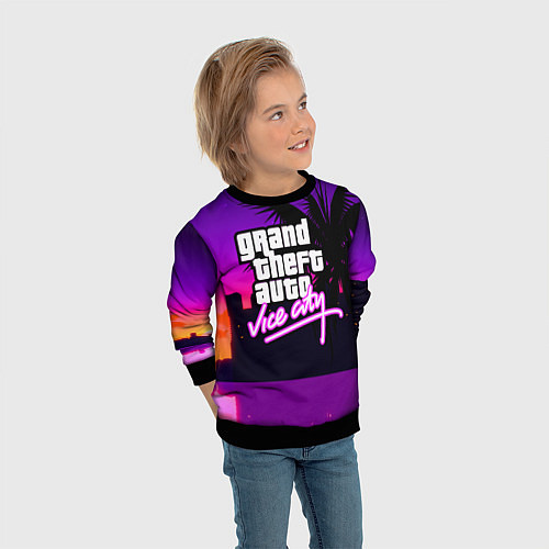 Детский свитшот GTA:VICE CITY / 3D-Черный – фото 3