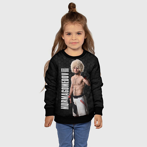 Детский свитшот Хабиб Нурмагомедов / 3D-Черный – фото 4