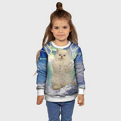 Свитшот детский Грозовой Котик, цвет: 3D-белый — фото 2