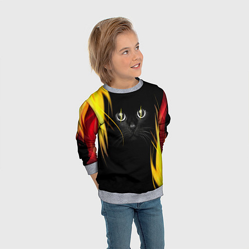 Детский свитшот Грозовой кошак / 3D-Меланж – фото 3