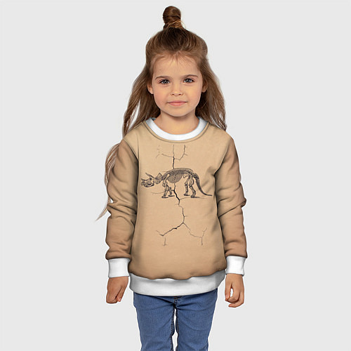 Детский свитшот Triceratops skeleton / 3D-Белый – фото 4