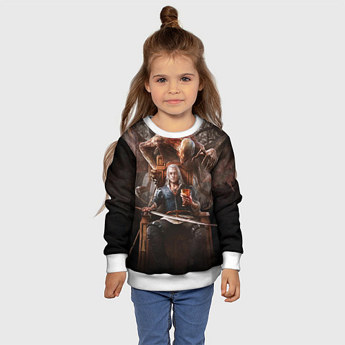 Детский свитшот КРОВЬ И ВЕДЬМАК / 3D-Белый – фото 4