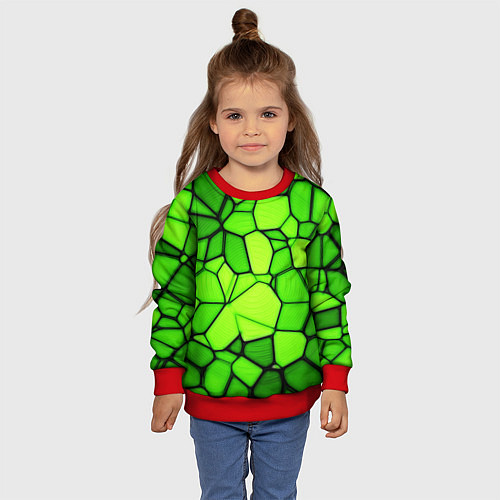 Детский свитшот Зеленая мозаика / 3D-Красный – фото 4