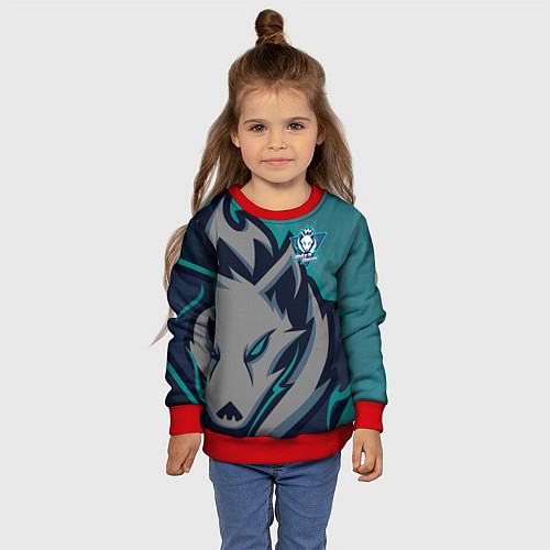 Детский свитшот Форма White wolves / 3D-Красный – фото 4