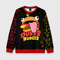 Свитшот детский Fortnite Durrr Burger, цвет: 3D-красный