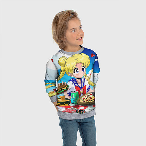 Детский свитшот Пицца Мун / 3D-Меланж – фото 3