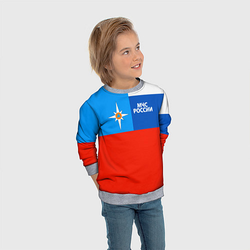 Детский свитшот Флаг МЧС России / 3D-Меланж – фото 3