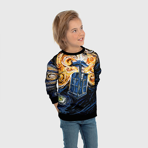 Детский свитшот Van Gogh Tardis / 3D-Черный – фото 3