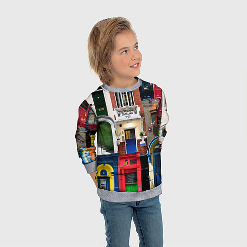 Детский свитшот London doors цифровой коллаж / 3D-Меланж – фото 3