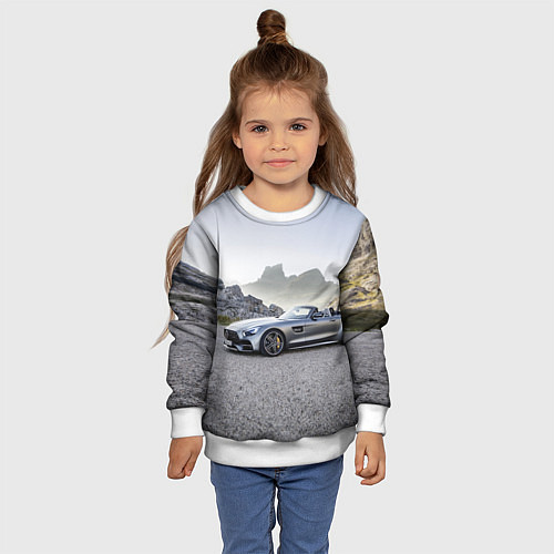 Детский свитшот Mercedes V8 Biturbo / 3D-Белый – фото 4