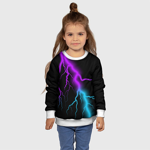 Детский свитшот МОЛНИЯ NEON / 3D-Белый – фото 4