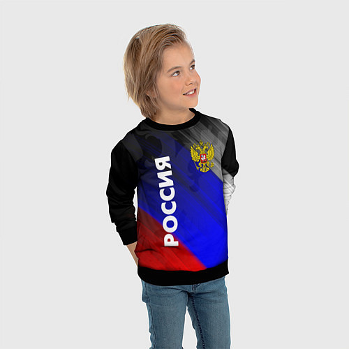 Детский свитшот РОССИЯ / 3D-Черный – фото 3