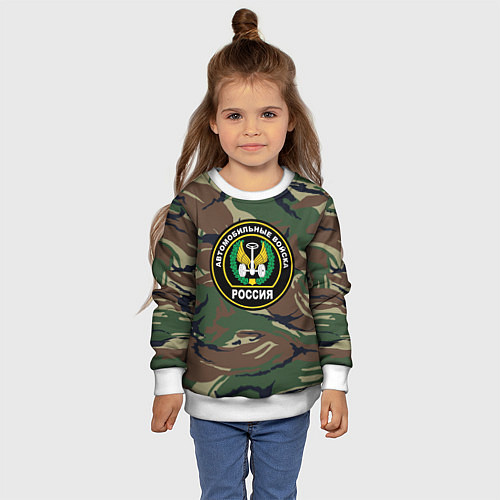 Детский свитшот Автомобильные войска камуфляж / 3D-Белый – фото 4