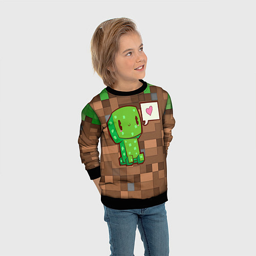 Детский свитшот Minecraft Creeper / 3D-Черный – фото 3
