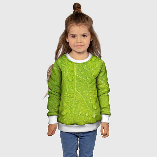Детский свитшот Листок с росой / 3D-Белый – фото 4