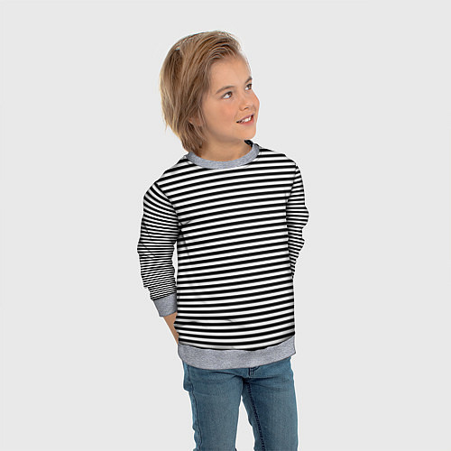 Детский свитшот В ЧЕРНО-БЕЛУЮ ПОЛОСКУ / 3D-Меланж – фото 3