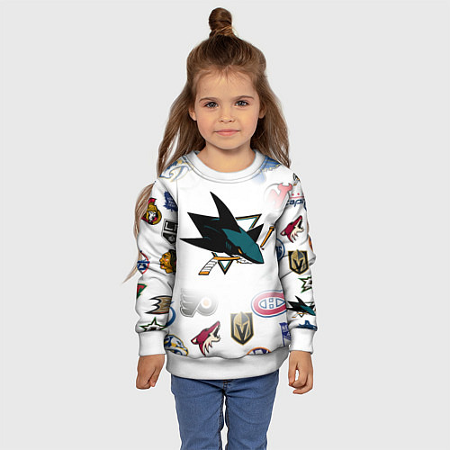 Детский свитшот San Jose Sharks NHL teams pattern / 3D-Белый – фото 4