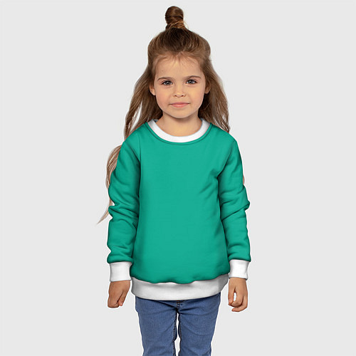 Детский свитшот Зеленый / 3D-Белый – фото 4