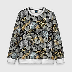 Свитшот детский Серебряные листочки, цвет: 3D-белый